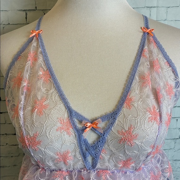 Victoria's Secret NWT Tulle Babydoll Nighty & Thong Set Sz L Romantic Coquette - Picture 3 of 16